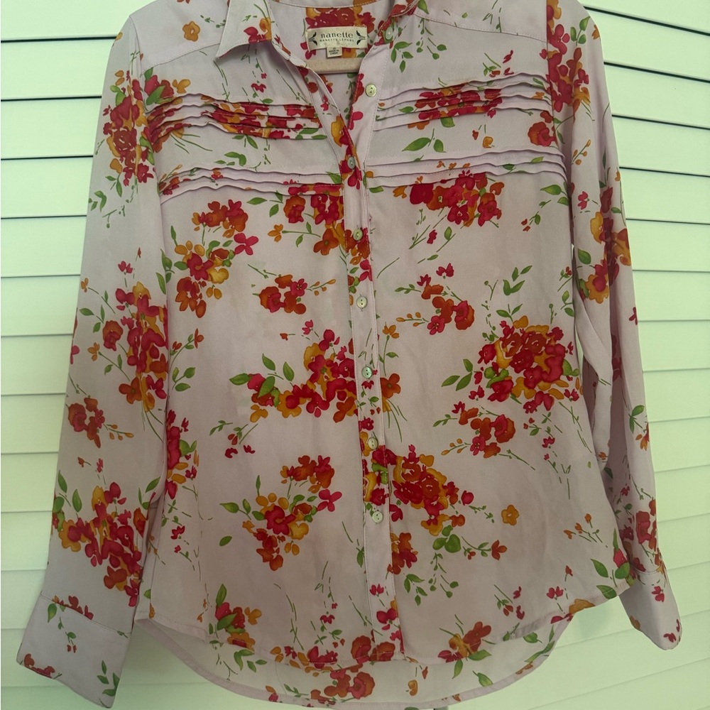 Nanette Lepore Red and Orange Floral Blouse